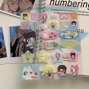 TEMU 한국 카와이 애니메이션 소녀 북 - 자체 접착 플라스틱 귀여운 치비 캐릭터와 한국어 문구, K-드라마 영감 스크랩북 데칼, 저널, 플래너, 다이어리 & 폰 케이스 장식용