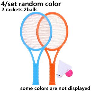 TEMU 4/세트 미니 플라스틱 탄성 패칭 표면 배드민턴 테니스 라켓 (볼 2개 포함) 배드민턴 및 탁구 협력형 인터랙티브 게임 랜덤 스타일 신체 운동 훈련 도구 파티 생일 선물 JXB
