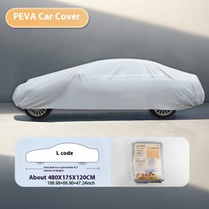TEMU 헤비 듀티 PEVA 차량 커버 - 사계절 방수 및 방설 차량 보호 커버, UV 보호, 방진, 스크래치 방지, 고온 저항, 세단, SUV, 트럭에 적합 - 내구성 좋은 야외 주차 코트, 비에 강한 차량 커버