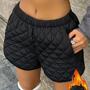 TEMU 여성용 하이웨이스트 격자 바지 - 시각적으로 투명하지 않는 와이드 레그 반바지 (포켓 포함), 올 시즌 캐주얼 & 포멀 의상 - 여성용 데일리 & 특별한 날 바지, 하이웨이스트 반바지, 다용도 의류, 디자인, 튼튼한 구조|반바지