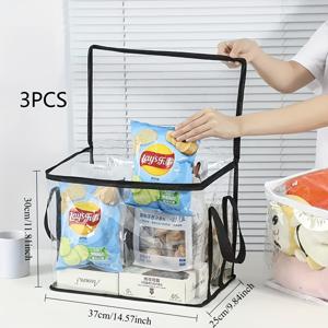 TEMU 3개/5개 대형 투명 데스크탑 책 보관 가방 (플립 뚜껑 및 손잡이 포함), 장난감, 미술 작품, 사무용품 & 스낵을 위한 다용도 정리함 – 튼튼한 직사각형, 가정 정리함, 정리함용 책 보관함