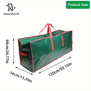 TEMU 특대형 크리스마스 트리 보관 가방 - 튼튼한 내구성 소재, 강화 핸들 & 라벨 슬롯, 방진 & 방습 이중 지퍼 잠금, 장식품, 선물 - 공간 절약형 직사각형 디자인으로 간편한 보관 및 운반