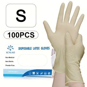 TEMU 20/60/100개 대량 라텍스 장갑 일회용 헤비듀티 두꺼운, 파우더 프리 & PVC 프리, 미끄럼 방지 방수 장갑, 주방, 문신, 청소용, 민감한 베이지 (라텍스 알레르기) - 다목적 고무