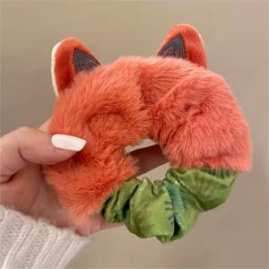 TEMU 1개 귀여운 플러시 여우 머리끈 - 푸프푸한 만화 동물 헤어 액세서리, 녹색 귀 & 리본, 여성용 부드러운 헤어, 파티, , 선물로 완벽, 파티 헤어 액세서리 | 장난기 넘치는 디자인 | 부드러운 플러시 소재, 헤어 스크런치, 헤어끈, 헤어 악세사리, 리본 머리끈, 리본핀, 머리핀, 헤어핀, 헤어밴드