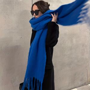 TEMU 모포로코 럭셔리 플러시 말털 느낌 겨울 스카프 숄 - 두꺼운 스타일 따뜻한 칼라, 부드러운 말털 느낌 질감 (깃털 없음), 세탁기 사용 가능 크리스마스/ 선물용 랩, 우아한 넥 워머 액세서리 (단색)