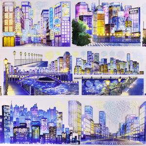 TEMU 1롤 나이트 시티 와시 테이프 - PET 필름 야광, 잔여물 없는 넓은 (2.76