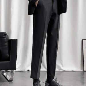 TEMU 남성 정장 팬츠 캐주얼 슬림 일자 스판 정장바지 빅사이즈 사계절용 패션 통근|빅사이즈