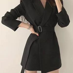 TEMU 여성용 봄 가을 데일리 캐주얼 긴팔 정장 코트 패션 통근 상의 슬림 조절 벨트 정장 트렌치 재킷 SLIM GIRL 슬림소녀