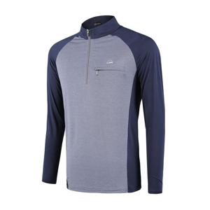 TEMU 남성 봄 가을 배색 멜란지 긴팔 집업 티셔츠 오션블루(M5ST21)