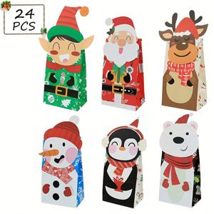 TEMU 24개, 크리스마스 선물 상자, 크리스마스 장식품, 소규모 비즈니스 용품, 선물 포장 가방 파티 용품, 휴일 용품