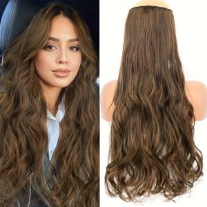 TEMU 롱 웨이비 5클립 인헤어 익스텐션 합성섬유 헤어피스 22-32인치 여성용 데일리 헤어 액세서리 할로윈