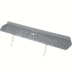 TEMU 1개 24인치 실리콘 스플래시 가드 싱크대용 - 블랙 매트 & 드립 캐처 트레이, 미끄럼 방지 주방 및 욕실 싱크 보호기, 인체공학적 핸들 드립 트레이, 현대적인 싱크용 쉬운 청소 액세서리, 주방 싱크 실리콘 매트, 물 관리, 디자인, 이지클린 소재|싱크대수전