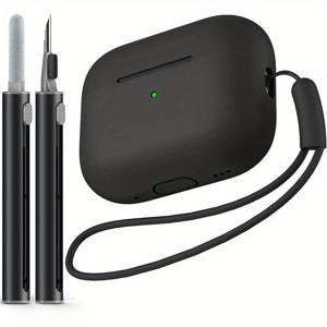 TEMU 케코아 에어팟 프로 2세대 (2022/2023) 클리너 키트 포함, 애플 에어팟 프로 2세대용 소프트 보호 케이스 - 여성과 남성을 위한 커버, for Pro 랜야드-블랙