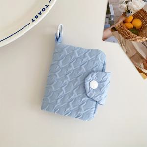 TEMU 스냅 클로저가 있는 우아한 이중 접힘 버블 가제 지갑, 손세탁 가능한 화학섬유, 폴리에스터 안감의 동전 포켓 및 ID 카드 보관함, 인쇄 없음 - 카드 및 거스름돈을 위한 여러 저장 슬롯 포함