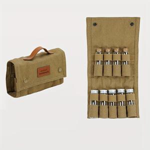 TEMU 캔버스 보관 가방이 포함된 야외 캠핑 양념 병 세트 - 바비큐 및 피크닉용 튼튼한 유리 스파이스 병