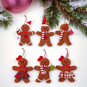 TEMU 남자와 노움을 위한 6개 조각 생강빵 크리스마스 장식품 - 전통 폴리에스터 나무, 벽난로, 문, 창문용 매달리는 장식 - 크리스마스, 추수감사절, 새해를 위한 축제적인 장식 | 기발한 생강빵 장식 | 매력적인 축제 장식품, 생강빵 크리스마스 장식