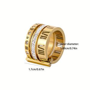 TEMU 스타일리시 빈티지 개성 304 스테인리스 스틸 컬러 믹스 트리플 링 로마 숫자 남성 파티 액세서리