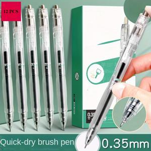 TEMU 12개 0.35mm 퀵 드라이 볼펜, 부드러운 고무 덮개 및 오목한 디자인으로 향상된 쓰기 편안함 제공 - 회계 및 일반 쓰기에 적합