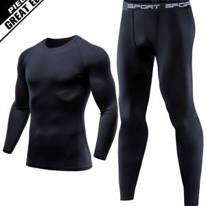 TEMU 2pcs 남성 운동용 긴팔 운동 레깅스 - 러닝, 농구 및 야외 스포츠용 고탄성 빠른 건조 운동 바지, 수분 흡수 스트레치 소재, 단색 블랙, 운동 레깅스, 스포츠 액티브웨어, 세련된 스포츠 의류, 고탄성 소재