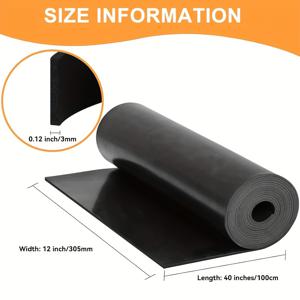 TEMU 40인치/100cm 비접착성 네오프렌 고무 매트, 단단한 고무 롤, 네오프렌 고무 시트, DIY 개스킷, 창고, 쿠션, 씰, 방풍 스트립, 공예, 바닥재, 지지대(305mmX3mmX100cm), 산업 자재, 내스크래치, 내진동, 방수, 조립 불필요, 블랙