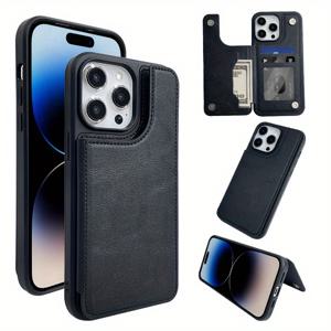 TEMU 카드 지갑 자석 버튼 기능 휴대폰 케이스 14/13Promax/12Pro/11/15Promax/16/16Promax에 적합|카드지갑|폰케이스|지갑