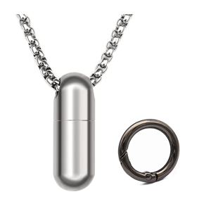TEMU 확장형 소형 알약 케이스 목걸이 스테인리스 스틸 휴대용 미니 알약 홀더, 남성용 다기능 작은 알약 용기 - 비상 아스피린 & 니트로 여행 가방 주머니
