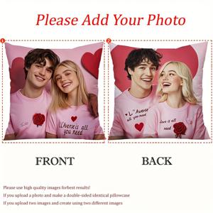 TEMU 1pc 커스텀 이중 프린트 베개 커버, 사진 선물, 가족 및 친구를 위한 독특한 선물, 폴리에스터, 기계 세척 가능, 소파, 침대 및 자동차 장식에 적합, 독특한 선물 아이디어|개인화된 베개 커버|지퍼 베개 커버, 장식 베개
