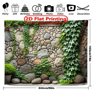 TEMU 2D 플랫, 1pc 이브이 나무 등반 돌 벽 디자인 파티 배너 - 내구성 있는 폴리에스터 원단 사진 배경, 실내 및 실외 행사, 휴일 장식, 사진 스튜디오 - 전기 필요 없음, 쉬운 설정, 2D 플랫