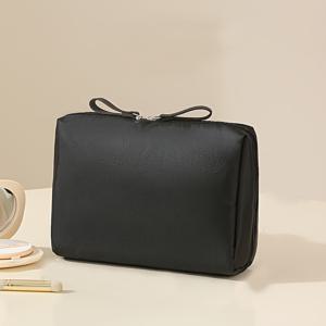 TEMU 지퍼가 있는 컴팩트 메이크업 정리 가방 - 립스틱, 브러시, 및 필수품을 위한 베이지 여행용 화장품 포켓, 일상적인 외출, 여행 메이크업 가방에 편리하고 휴대 가능합니다.