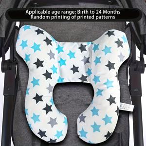 TEMU 신생아 및 유아용 휴대용 여행 베이비 베개 1개 - 별무늬가 있는 부드러운 머리와 목 지지대, 가벼운 디자인, 세탁기 사용 가능, 블랙/화이트/그레이, 아기 카시트 및 유모차 안전을 위한 완벽한 이스터 선물, 유모차 액세서리, 재미있는 디자인, 내구성 있는 원단|휴대용유모차