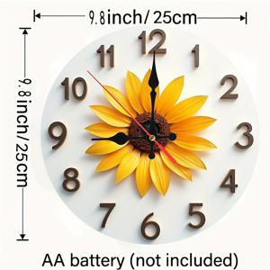 TEMU 1pc 라운드 나무 벽시계, 조용한 틱 없음, 배터리 작동, 침실/욕실/거실/주방 장식에 적합