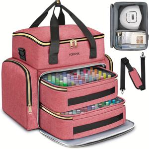 TEMU 초대형 네일 폴리쉬 정리 케이스 (15ml/0.5fl.oz) 램프 포함, 96~100개 이상 수납 가능, 2개의 분리형 파우치, 네일 용품 수납, 매니큐리스트 선물, 여성 선물, 할로윈 파티 선물|젤네일|트래블보틀|매니큐어