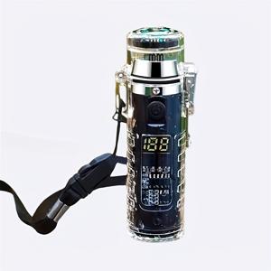 TEMU 스타일리시 크리에이티브 LED 디스플레이 USB 충전식 전기 라이터, 쿨한 방풍 듀얼 ARC 플라즈마 라이터, 나침반 내장 강력한 플래시라이트, 남녀 공용 아웃도어 캠핑 하이킹 비상 가제트 화재 시작기|나침반|후레쉬