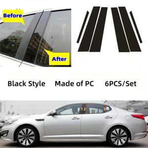 TEMU For KIA K5 2011-2015용 자동차 창문 몰드 장식 스티커 - 블랙 PC 소재, 쉬운 설치, 내구성 및 날씨 저항성, 미적 매력을 높이는 차량 커스터마이징, 세련된 디자인, 고품질 접착제
