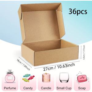 TEMU 36개입 10.63x7.09x1.77인치 크래프트 접이식 카드보드 박스 - 할로윈, 크리스마스, 캔디, 비누용 재사용 가능한 DIY 선물 포장 및 배송 보관 상자 - 두께 1.77