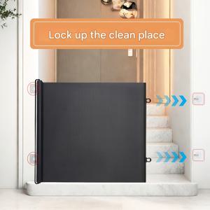 TEMU 고양이와 강아지를 위한 펫 게이트 - 간편 설치 가능한 리트랙터블 블랙 PVC 소재, 무드릴링 실내 계단 안전 펜스, 자동 잠금 기능 개 놀이장, 실내외 및 사무실/가정용
