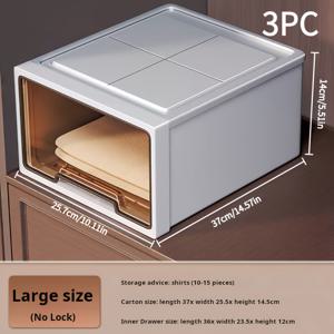 TEMU 3개 투명 서랍 수납 캐비닛 - 조립 불필요, 스택 가능한 옷 정리함, 다용도 대용량 서랍 보관함, 침실 및 거실용, 의류·수건·사무용품·책 보관 가능, 화이트|거실장