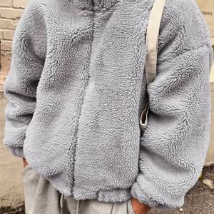 TEMU 남성용 스탠드 칼라 & 풀 지퍼 프론트 자켓 - 겨울 코트, 플러시, 편안한 핏, 포켓 - 기계 세탁 가능한 추운 날씨 아우터웨어, 스키용, 캐주얼 (벌크 없음) - 베이지/브라운