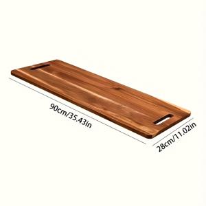 TEMU 손잡이 달린 대형 직사각형 나무 서빙 플래터 - 튼튼한 재활용 나무 도마 & 샤르코트리 보드, 우아한 브라운 나무결 디자인 (치즈용), 내구성이 뛰어나고 세척이 용이한 표면, 스낵 - 가정 주방, 과일, 고기, 디저트에 적합