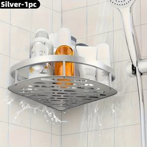 TEMU 대용량 곡선형 욕실 코너 수납장 - 드릴링 없이 설치, 고품질 & 녹슬지 않는 알루미늄 샤워기 정리함 (조절 가능한 선반), 공간 절약형 벽걸이식 스토리지(빠른 건조 디자인, 내식성)|거실장