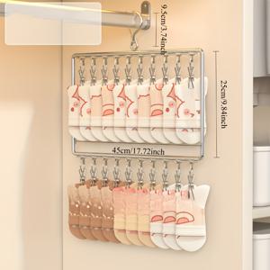 TEMU 스테인리스 스틸 2단/3단 모자, 양말 & 속옷 정리대 - 공간 절약형 걸이봉 및 곡선 디자인, 독립형 옷걸이 선반, 홈, 기숙사, 옷장용 - 세척 쉬운 광택 표면, 내구성 있는 현대식 옷장 정리함