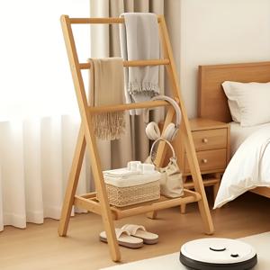 TEMU 1개 공간 절약형 접이식 옷 건조대 - 대나무 목재 옷걸이, 침실, 거실에 적합 - 휴대용 옷걸이, 침실, 아파트, 작은 공간에 적합, 건조대, 자연색|빨래건조대
