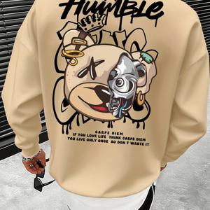 TEMU 남성 스트리트웨어 후드티 - 레터링 & 불 그래픽 - 루즈핏 풀오버 스웨트셔츠, 어반 패션 - 데일리 캐주얼 스트리트웨어 의류 - 남성용, 스웨터 후드티, 편안한 핏 의류