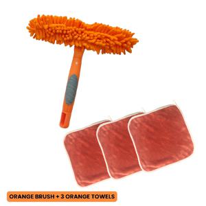 TEMU 4pcs 자동차 & 가정용 청소 키트: 2-in-1 양면 브러시 (Chenille +) + 3 흡수 수건 - 유리, 타일, 자동차 표면에 안전한 스크래치-프리, 무흔적, 자동차 청소 용품과 제품, 세차 키트, 자동차 세척 장비 브러시, 자동차 세척 키트 세트, 타일 문지름, 다목적 클리너, Chenille와 브러시, 다기능 클리너, 전문가 디테일링