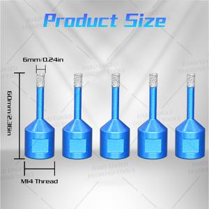 TEMU 프로페셔널 코어 드릴 비트 5pcs 세트 - 헤비듀티 6mm 진공 브레이즈드 & 스틸 드릴 비트, M14 나사형 건식 홀쏘, 도자기, 세라믹, 대리석, 화강암, 타일, 천연석, 벽돌용 - 습식/건식 드릴링, 내구성 및 정밀도, 주방 및 욕실 리모델링, 배관, DIY 프로젝트에 이상적 (임팩트 드라이버 호환), 드릴 비트, 팁 드릴 비트