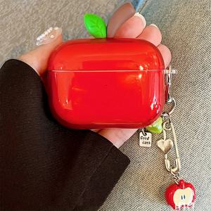 TEMU 귀여운 투명 레드 애플리프 실리콘 케이스 - for AirPods 1/2/3/4 & Pro 2용, 스크래치 방지 보호 커버, 귀여운 디자인, 내구성 있는 소프트 쉘, 안전 보관, 에어팟 액세서리, 재미있는 액세서리, 스크래치 방지 소재, 에어팟 프로 케이스, 귀여운 에어팟 케이스