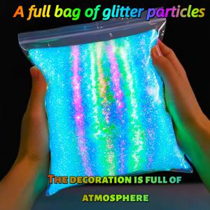 TEMU 4000 형광 슈퍼 글로우 비즈, 다육식물용 미니 글로우 레진 스톤, 빛나는 페인트된 바위, 정원에서 꿈과 반짝이는 분위기를 채우는 홀로그래픽 무지개 반짝임, 네온 파티 장식, 네온 파티 가방, 네온 글리터, 야외 발광 돌, 정원 외부 장식, 어둠 속에서 빛나는 자갈, 어둠 속에서 빛나는 물건, 빛나는 돌/바위, 정원 액세서리