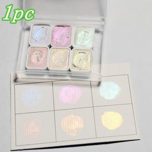 TEMU 1개 전문가용 미술용 - 6색 펄 수채화 미니 페인팅 팔레트, 중국화, 탱카, 서예에 적합 - 컴팩트한 솔리드 투명 보관 상자