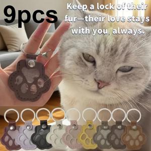 TEMU 9pcs 세트 - 듀얼 퍼포즈 펫 헤어 키체인 보관 파우치, 다기능 PU 소재 휴대용 고양이와 강아지 기념품 파우치, 펫 메모리얼, 휴가 선물, 펫 태그 제작에 적합, 키체인 액세서리 정리함,애완동물 털 수납 가방,개와 고양이 기념품 케이스,푸 펫 오거나이저, 펫 정리함,실용적인 애완동물 솔루션,내구성 있는 Pu 소재