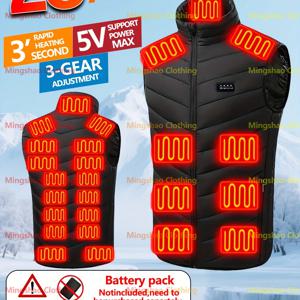 TEMU 완렌산 남성용 USB 전원 가열 조끼, 28개 가열 구역, 4가지 가열 모드, 겨울 스포츠, 하이킹, 러닝에 적합 - 에너지 절약형 가열 조끼, 남녀공용. 보조 배터리 미포함